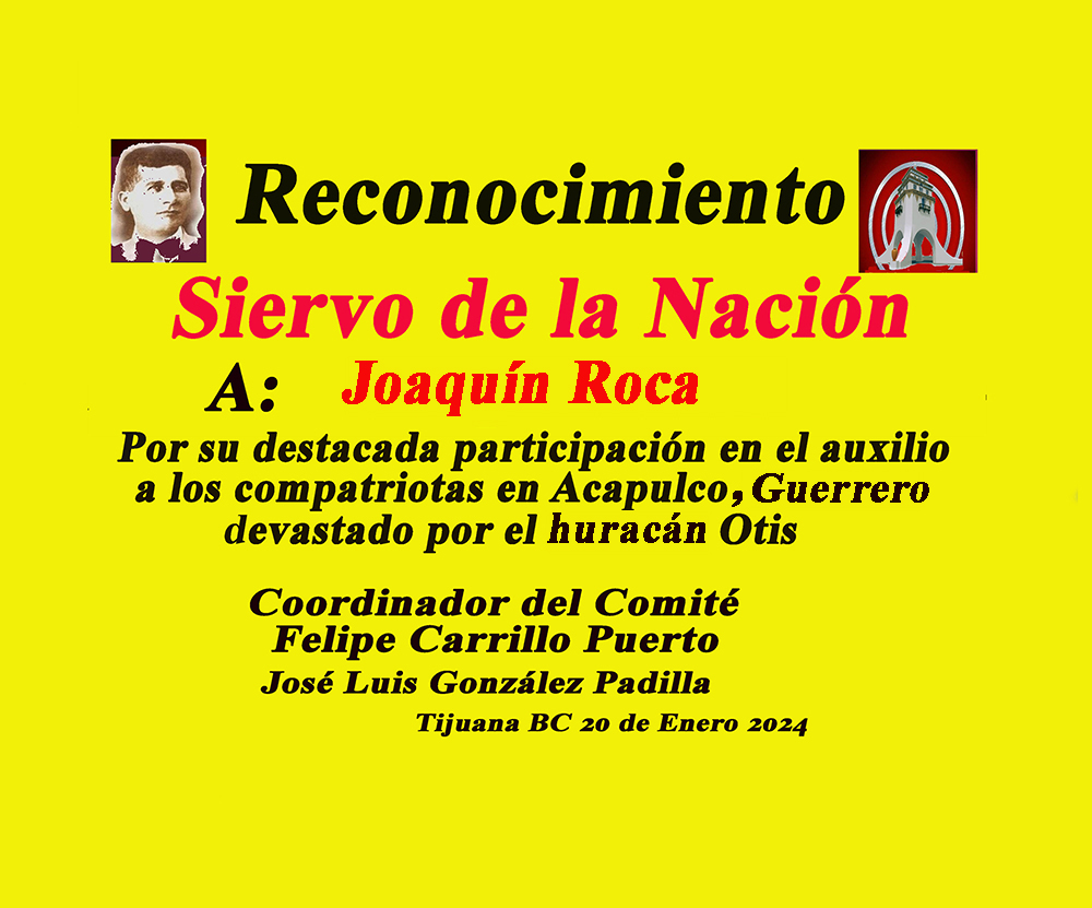 Reconocimiento a Joaquin Roca como Servidor de la Nación.